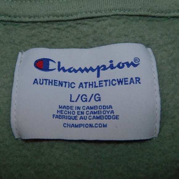 Champion Mens L Spellout Green Gray Camo Crew Neck Sweatshirt - Picture 3 of 10